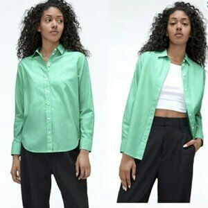 NEW Everlane The Silky 100% Cotton Relaxed Fit Shirt in Mint Green size 0